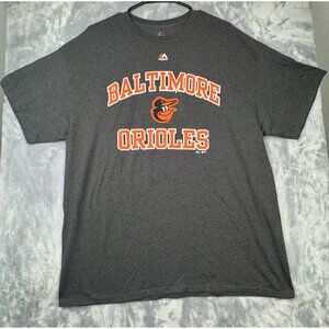 Majestic Baltimore Orioles Logo Graphic Heather Gray XL Short Sleeve T Shirt Men
